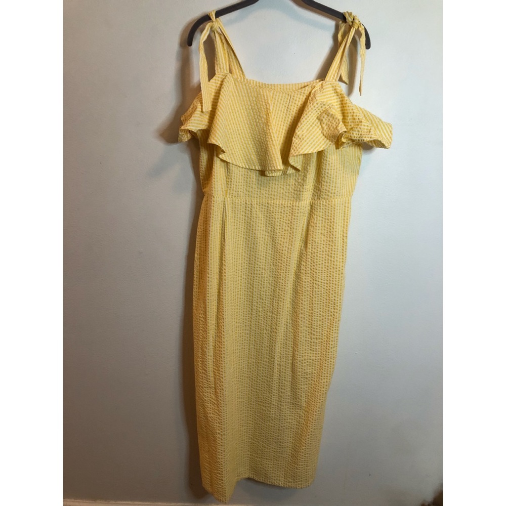 A New Day yellow and white stripe midi dress